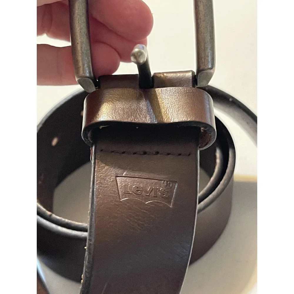 Levi's‎ Leather Belt Women L 38-40 Brown Silver Buckle Casual Accessory